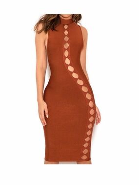 House of CB Rust Cutout Midi Dress